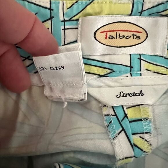 Vintage Talbots Capri pants blue and yellow pattern - Picture 2 of 10